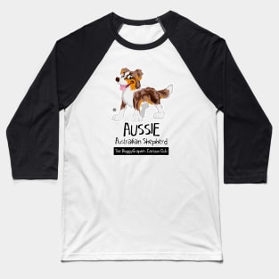 Aussie CartoonClub - Brown Merle Trico Baseball T-Shirt